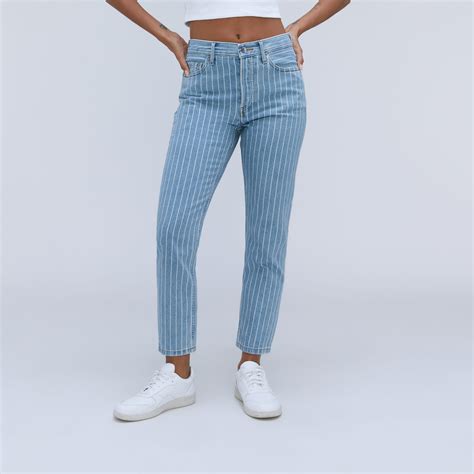 The 90s Cheeky Jean Pinstripe Blue Everlane