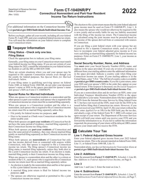 Download Instructions For Form Ct 1040nrpy Connecticut Nonresident And Part Year Resident