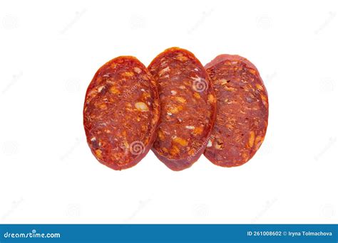 Salami Salchichas Aisladas En Fondo Blanco Foto De Archivo Imagen De