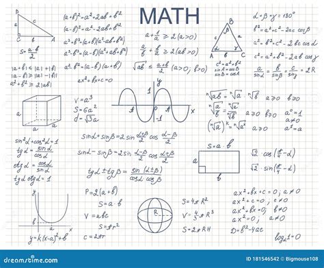 Doodle Math Algebra Concept Contour Linear Style Vector Stock Vector