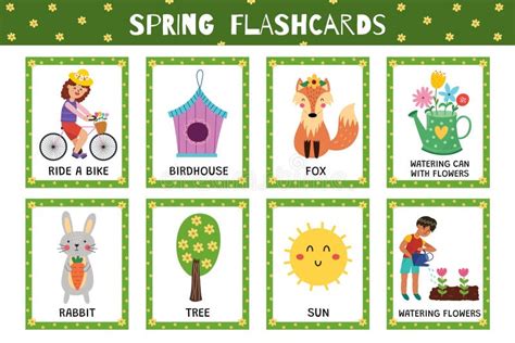 Colección De Tarjetas Flash De Primavera Para Niños Tarjetas Flash Configuradas Con Caracteres