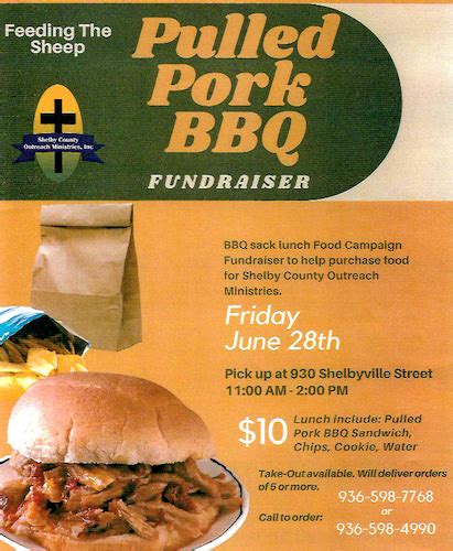 Outreach Ministries Pulled Pork Bbq Fundraiser Shelby County Today