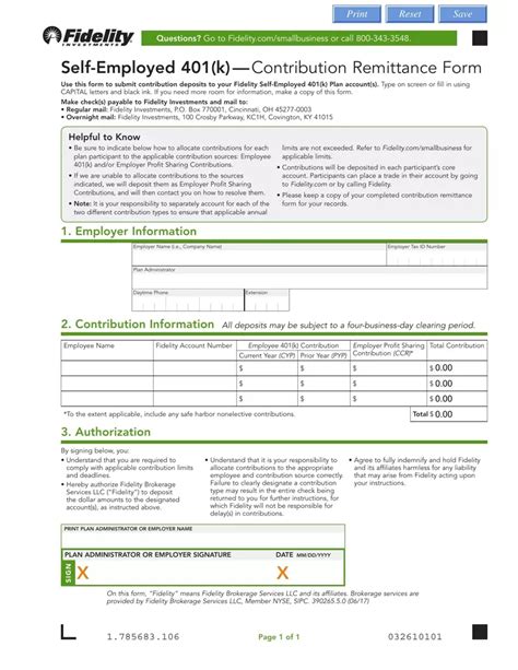 Fidelity Self Employed 401 K Pdf Form Formspal