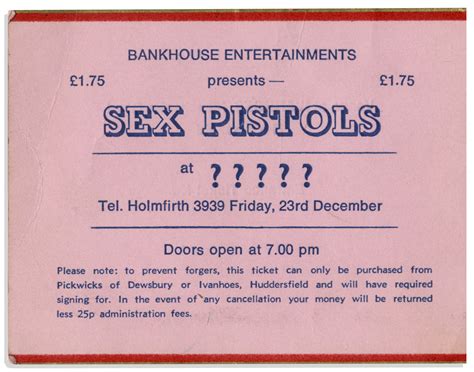 Lot Detail Sex Pistols Ticket For Their Last Uk Concert On Christmas Day 1977