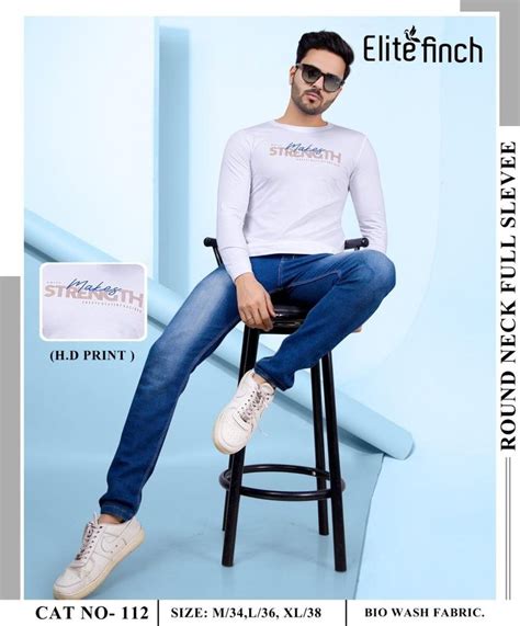 Printed Cotton Elite Finch Men Double Biowash T Shirts At Rs In