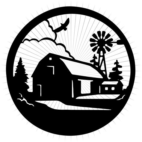 Farmhouse Barn Windmill SVG PNG Clipart Sewing Divine