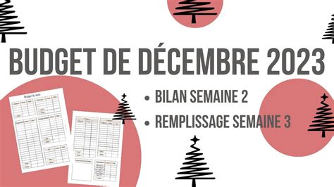 MDV 93 Budget de Décembre BILAN SEMAINE 2 ET REMPLISSAGE SEMAINE 3