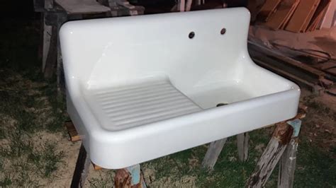 Antique Single Drainboard Farm Farmhouse Sink With High Back Etsy In