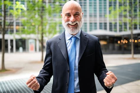 Premium Photo Successfull Businessman In A Vistory Pose Outdoor