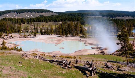 Waterfalls Forests Rivers Mountains USA Parks Trees Yellowstone