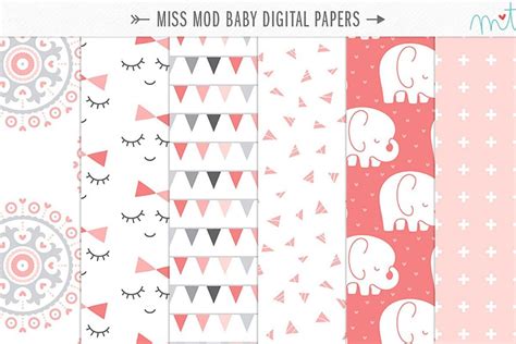 Miss Mod Baby Digital Papers Graphic By Miss Tiina Creative Fabrica