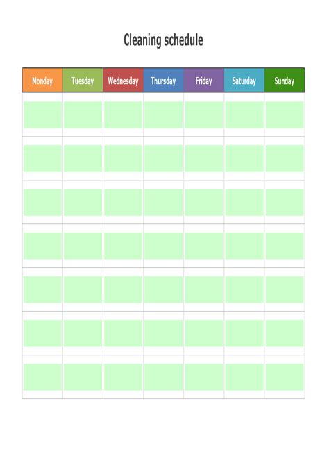 Leaning Schedule Template Onlyoffice