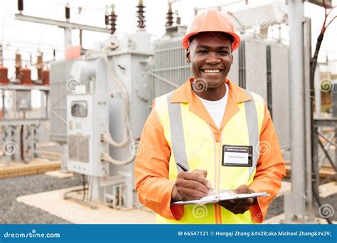 Electricity Company Worker Stock Image Image Of African 66547121