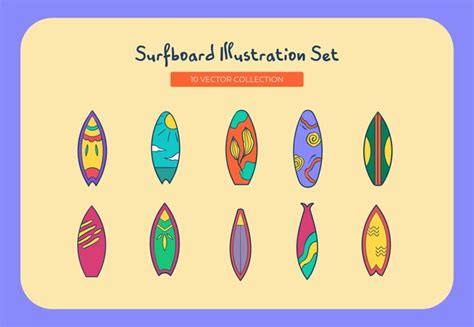 Ensemble D Illustrations De Planches De Surf Vecteur Premium