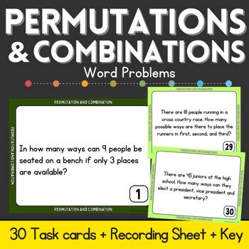 Permutations And Combinations Probability Task Cards By Alessia Hooper