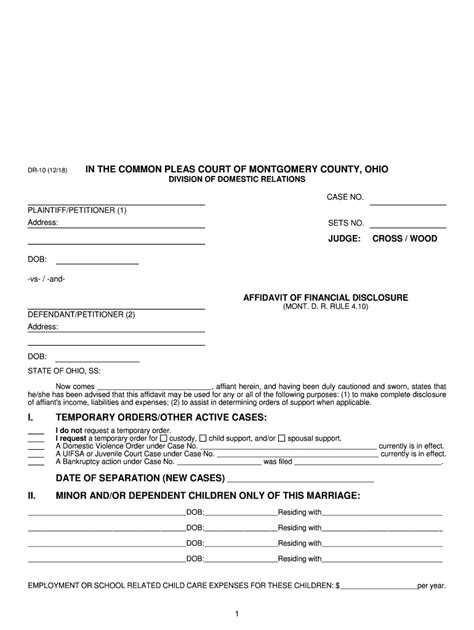 Affidavit Of Financial Disclosure Fill Online Printable Fillable