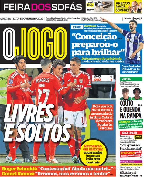 Fora de jogo Capas A vitória do Benfica em grande destaque e ainda as