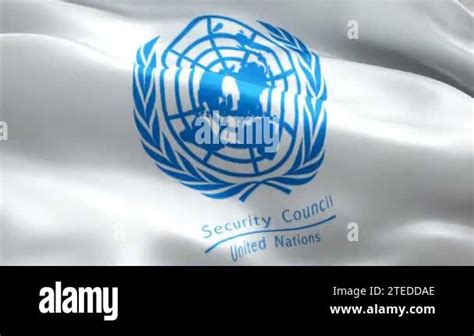 United Nations Security Council logo. National 3d UNSC logo waving ...