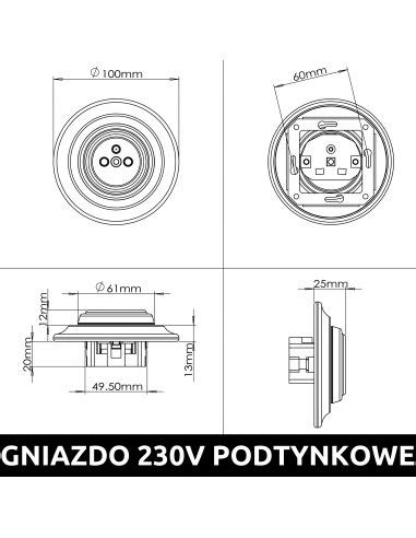 CERAMICZNE GNIAZDO PODTYNKOWE BIAŁE BEZ RAMKI CGPTBW