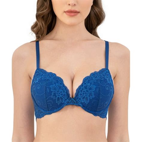 Deyllo Womens Push Up Bra Padded Plunge Add Cups Underwire Sexy Lace