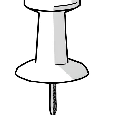 Realistic Thumbtack Simple Line Drawing Full View · Creative Fabrica