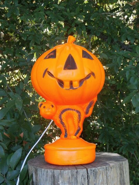 Halloween Blow Mold Cat And Jack O Lantern Lamp Or Light Etsy