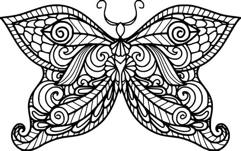 Simple Butterfly Zentangle Coloring Pages Coloring Cool