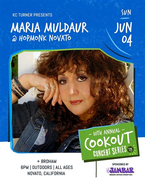 Kc Turners Cookout Series Presents Maria Muldaur At Hopmonk Tavern