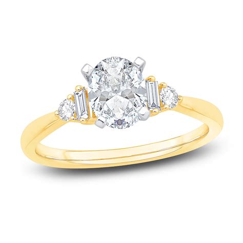 Diamond Engagement Ring 1 1 8 Ct Tw Oval Baguette Round 14k Yellow