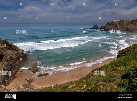 Beach At The Atlantic Ocean At Praia De Odeceixe Algarve Portugal