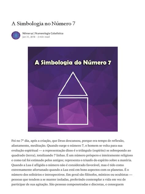 Simbologia Do Numero 7 - Simbologia do Número 7 na Cabala | PDF | Cabala | Sobrenatural