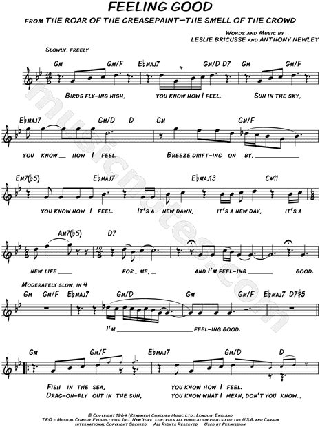 Michael Bublé Feeling Good Sheet Music Leadsheet In G Minor