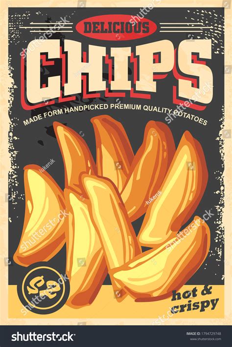 chips vintage poster image black background stock vector royalty