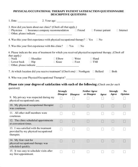 Free 13 Patient Satisfaction Questionnaire Form Samples Pdf Ms Word