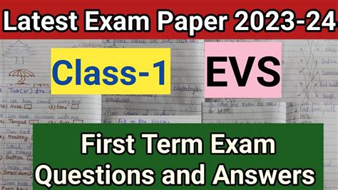 Evs Class First Term Exam Class Evs Questions And