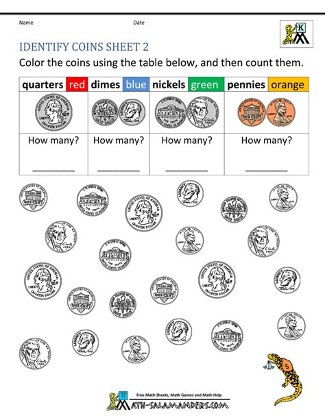 Coins Activity For Kindergarten