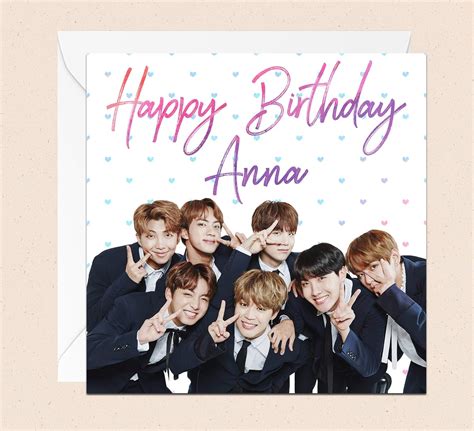 Personalised Bts Birthday Card With Envelope K Pop Greetings Card Uk Handmade