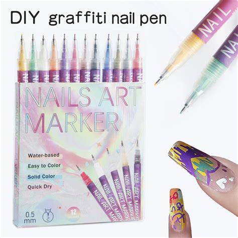 Nail Art Markers for Gel Nails 12 Colors Nail Art Pens Set,2025 DIY
