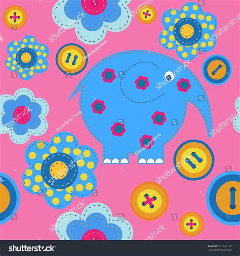 Kids Seamless Template Decorative Elephant Stock Vector (Royalty Free ...