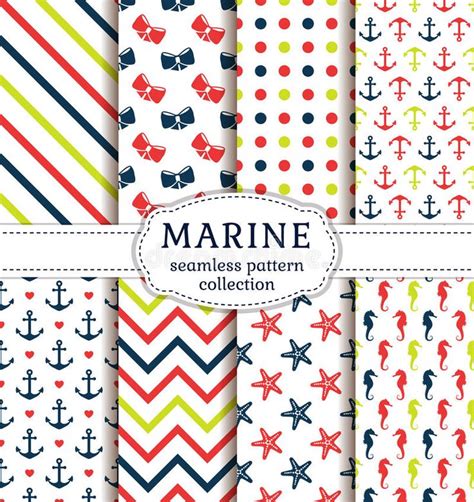 Sea And Nautical Patterns Set Sea And Nautical Backgrounds In White