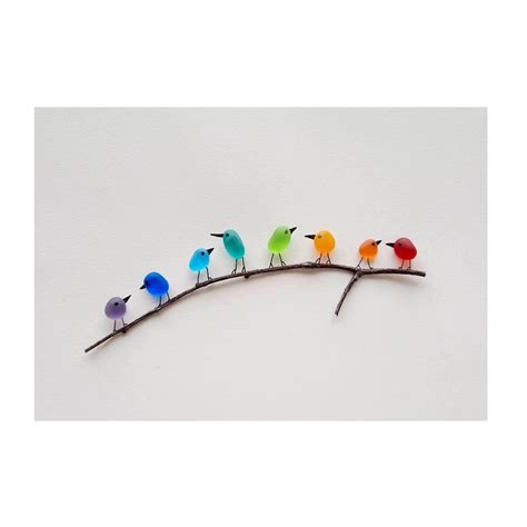 Kehuo Sea Glass Birds On Branch Stained Glass Birds On Branch Sea