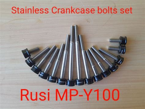 Mea Stainless Crankcase Bolts Set For Rusi MP Y100 Black Washer