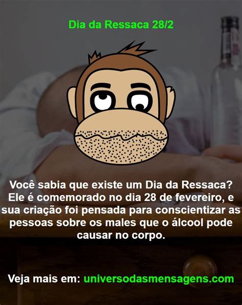 Dia da Ressaca 28 2 em 2022 Mensagens Sem álcool Álcool