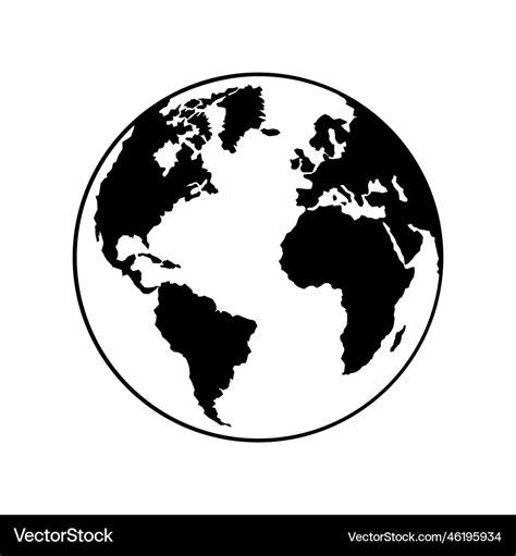 Planet Earth Globe World Silhouette Icon Vector Image