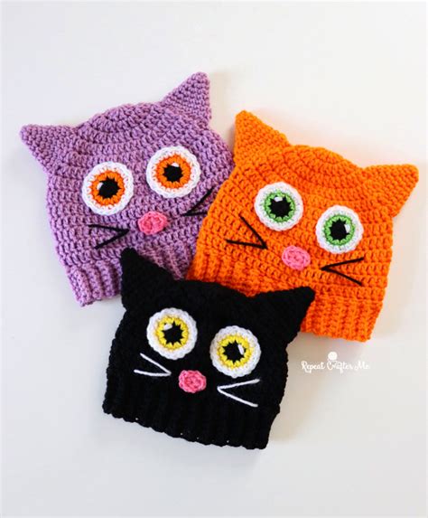 Crochet Cartoon Eye Cat Hat Repeat Crafter Me