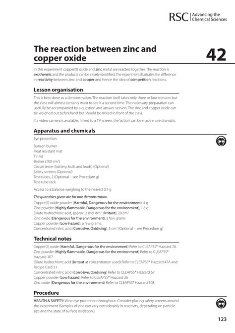 42 the Reaction Between Zinc and Copper Oxide - DocsLib