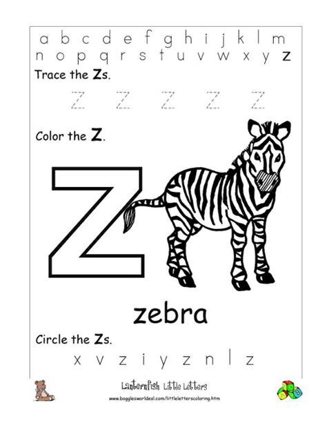 Letter Z Alphabet Worksheets