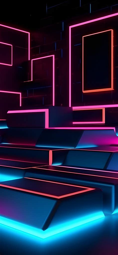 Neon Geometric Modern Interior 4k Wallpaper