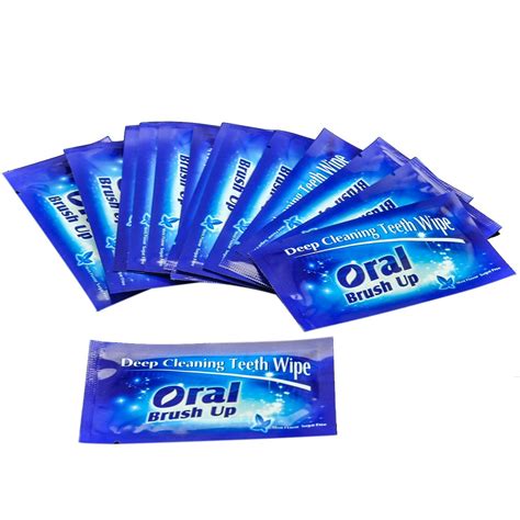 100 Pack Finger Teeth Wipes Oral Brush Ups No Need Water Deep Cleaning Teeth Wipe