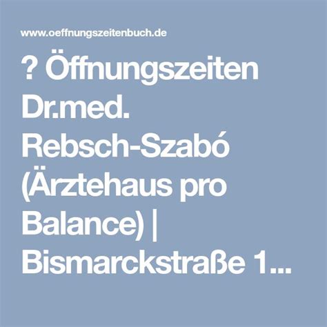 Ffnungszeiten Dr Med Rebsch Szab Rztehaus Pro Balance